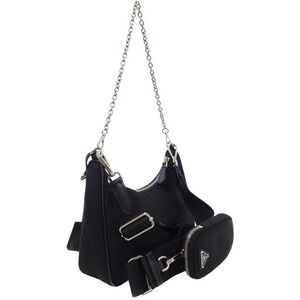 Prada 2005 Saffiano ReEdition Bag Shoulder Leather Black Chain